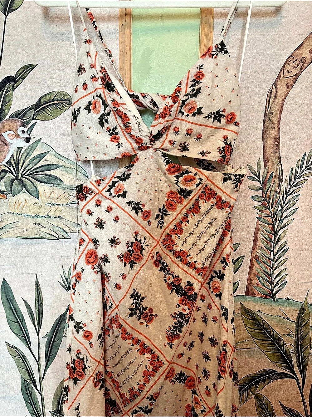Abercrombie Floral Maxi Dress in White & Orange Like New